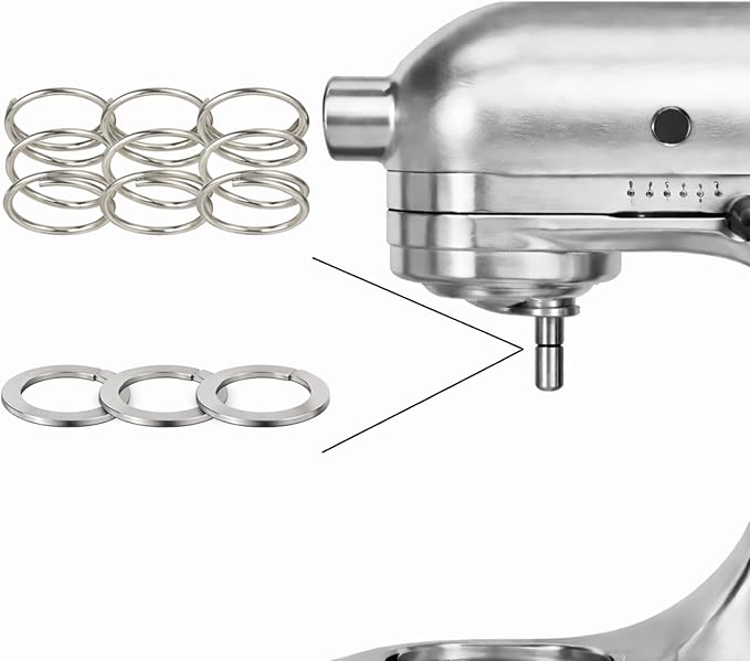 Spring & Washer Kit for KitchenAid Stand Mixers – 316 Stainless Steel Upgrade, Food-Grade Replacement for Tilt-Head & Bowl-Lift Models – Stabilizes Attachments (3 Pack)