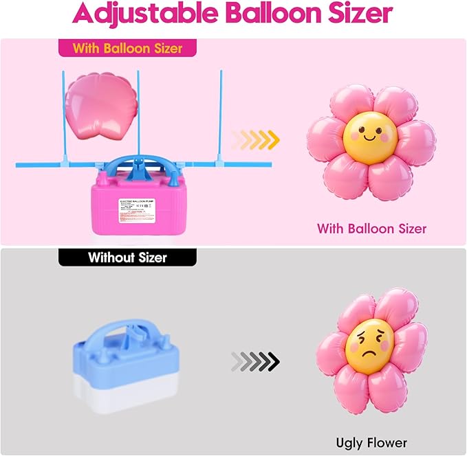 Electric Balloon Pump,110V 600W Portable Dual Nozzles Balloon Pump,Air Pump Balloon Blower for Party Decorations with Tying Tool