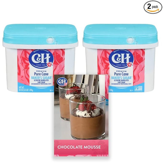 C&H® Pure Cane Ultrafine Granulated Baker's Sugar™, 3.5 lb Easy Baking Tub (Pack of 2) - Includes Bonus Recipe Card