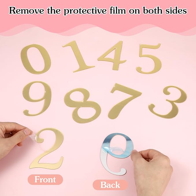 3.7 IN 0-9 Gold Birthday Number Cake Toppers Large Golden Acrylic Cake Numbers Topper Acrylic Wedding Party Cupcake Toppers Cake Decorating Supplies for Birthday Wedding Anniversary Party