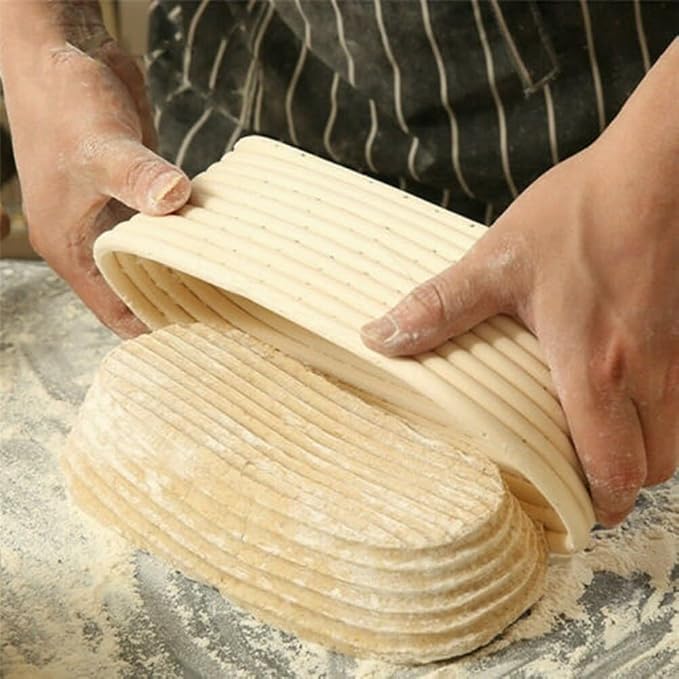 10 inch Oval Bread Proofing Basket Set of 2,Sourdough Bread Rising Bowl with Cloth Liner,Bread Baking Supplies for Professional Home Bakers