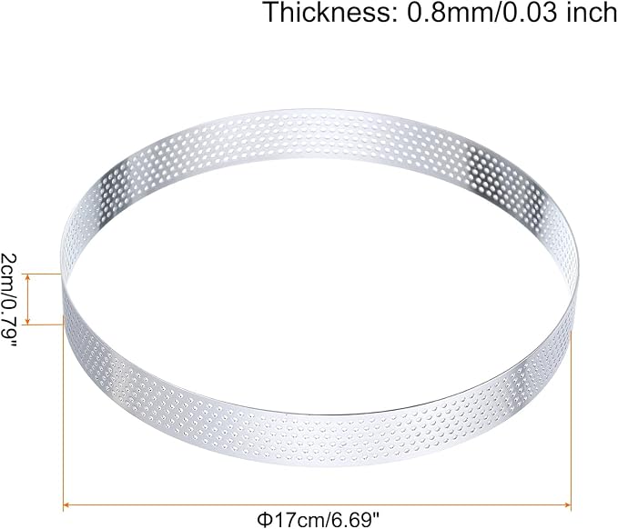 HARFINGTON 3Pcs Stainless Steel Tarts Rings 6.7" Perforated Metal Circle Baking Dessert Mousse Round Cake Ring Non Stick for Home Kitchen Food Cheese Making Tool