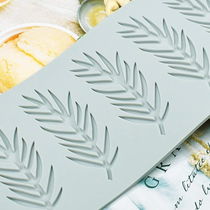 Fondant Silicone Moulds Tropical Leaves Silicone Imprint Mat Gum Paste Press Mold for Cake Chocolate Cupcake Decorating Cake Toppers Candy Cookies Resin Sugarcraft (E_8.20x3.40x0.12inch)