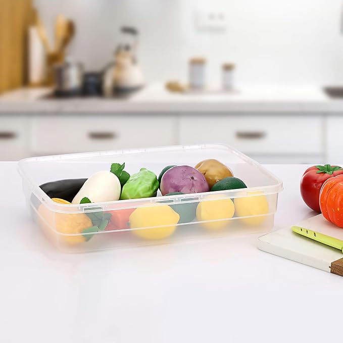BSTKEY Pizza Dough Proofing Box, 14 x 10.3Inch Large Capacity Container, Fits 4-6 Dough Balls, Household Tray With Carry Handle