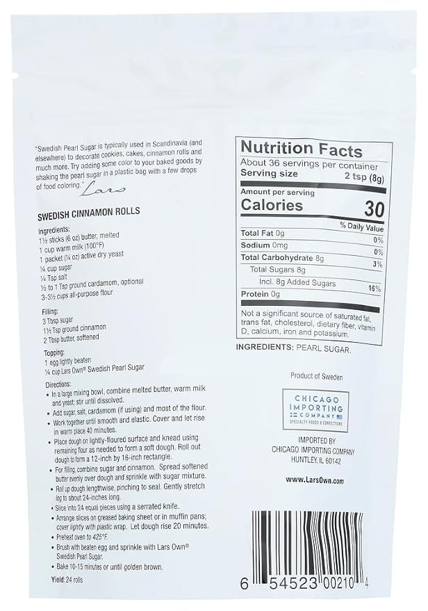 Lars' Own Swedish Pearl Sugar, 10-Ounce Packages (Pack of 6)
