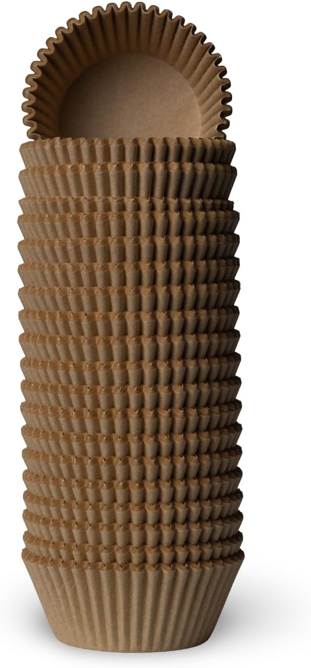 200 Paper Cupcake Liners, Muffin Liners or Baking Cups for Desserts, Muffins, Cupcakes and More Treats; Grease Proof, No Smell, Food Grade, Nut Serving Containers (Brown)