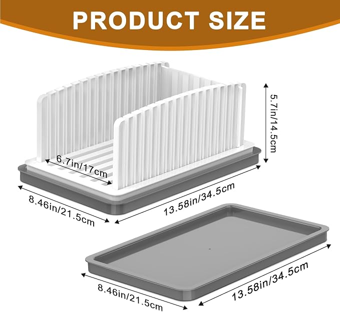 Kiss Core New Upgrade Bread Slicer for Homemade Bread, Bread Slicing Guide Adjustable Width, Foldable and Compact Cutting Guide with Crumb Tray, Suitability for Homemade Bread, Bagels, Cakes