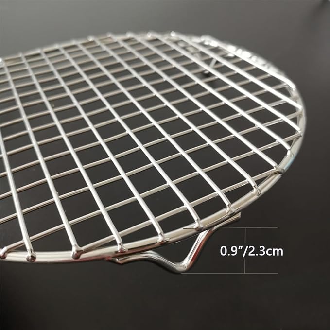 Multi-Purpose Round Barbecue Cooling Rack with Legs for Steaming Dia 7.5" Heavy Duty 304 Stainless Steel for Grill/Instant Pot/Pressure Cooker/Oven (190mm/7.5")