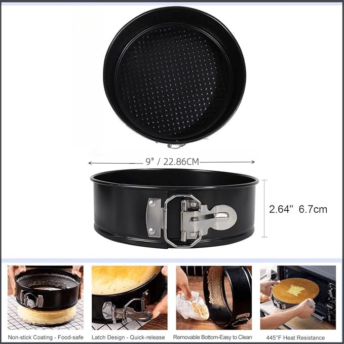 9inch Cake Pans, Round Leakproof Cake Pans Tins, Springform Pan, Non-Stick Bakeware Cheesecake Pan, Removable Bottom for Instantpot Pressure Cooker or Oven
