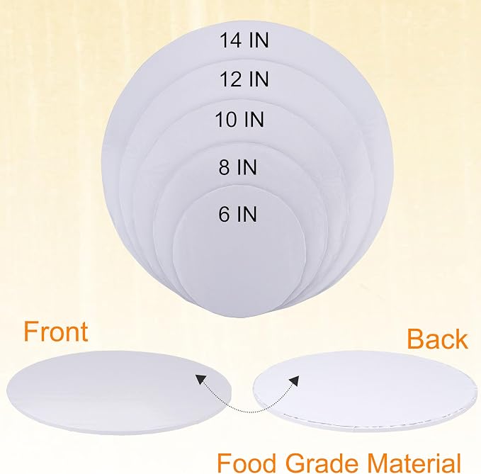 14 inch Round Cake Drum Boards, Dulinkas 1/4 Inch Thick White Corrugated Cardboard Cake Base Grease-Resistant Cake Boards for Multi-Layer Cakes, Weddings & Parties 10 Pack