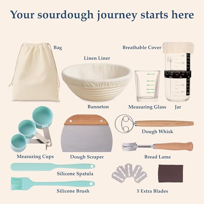 Sourdough Starter Kit, Sourdough Bread Baking Supplies, Sourdough Bread Proofing Basket, Sourdough Tools, Sourdough Supplies, Sourdough Starter Jar, Gifts for Bakers, Gift for Wife
