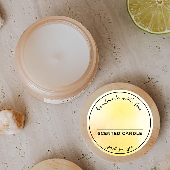 500pcs Preprinted Scented Candle Labels, 5 Watercolors Handmade with Love Stickers, Waterproof Candle Labels for Hand Making, Small Business Supplies, Candle Tins/Boxes Packaging/Container (2inch)