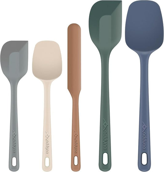 5-Piece Silicone Spatula Set for Baking, 446°F Heat Resistant Non-Stick Cooking Utensils, BPA-Free Food Grade Silicone Scrapers, Non-Scratch Flexible & Dishwasher Safe, Neutral