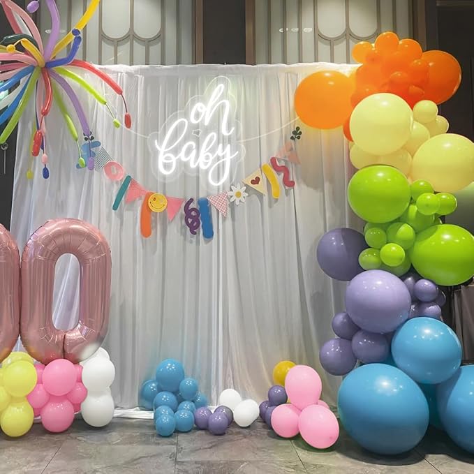 MEBAY Colorful Rainbow Balloon Arch Kit, 166Pcs Multicolor Birthday Bright Balloons Garland for Birthday Baby Shower Wedding Party Decorations