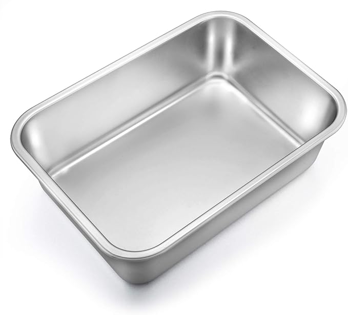 TeamFar Lasagna Pan, Rectangular Cake Pan Brownie Bake Dish Stainless Steel, 12.75’’×10’’×3.2", Heavy Duty & Healthy, Deep Side & Brushed Surface, Easy Clean & Dishwasher safe