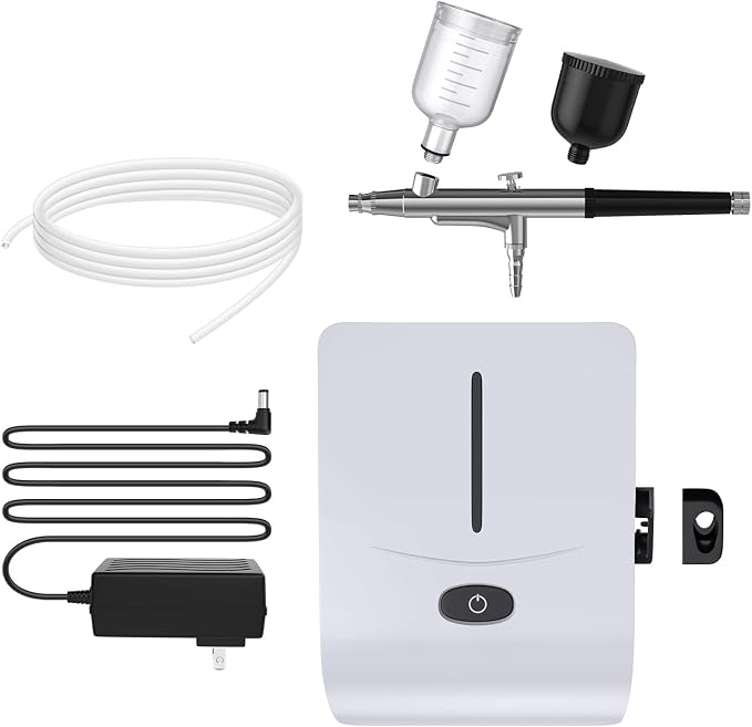 Cake Airbrush Decorating Kit with Compressor: Futebo Cookie Airbrush Kit with 24 Vivid Airbrush Liquid Food Colors, Decorate Cakes, Desserts or Other Baking Food(Color: White)