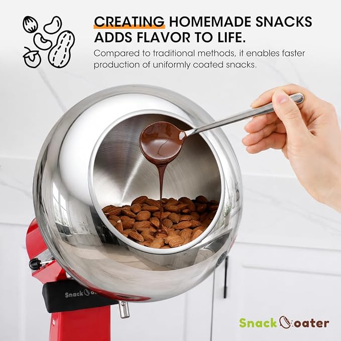 Aieve Snack Coater Compatible with KitchenAid Tilt-Head Stand Mixer, Chocolate Coating Attachment for Freeze-Dried Strawberries,Almonds,Pistachios & Nuts, Home & Commercial Use