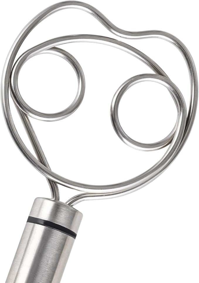 Premium Stainless Steel Danish Dough Whisk (8.5 Inch) - Dishwasher Safe Sourdough Bread Mixer & Batter Blender for Pizza, Pastry Baking