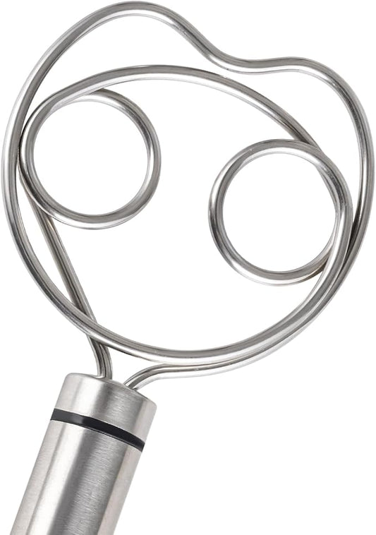 Premium Stainless Steel Danish Dough Whisk (8.5 Inch) - Dishwasher Safe Sourdough Bread Mixer & Batter Blender for Pizza, Pastry Baking