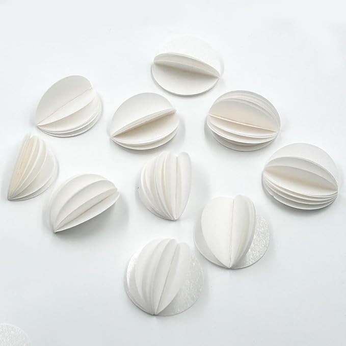 60PCS/80PCS Wafer Paper Round Pieces 3D Spherical Cake Edges Rice Paper Swan Rose Flower Round Cupcake Decoration Inserts (80, White, Large)