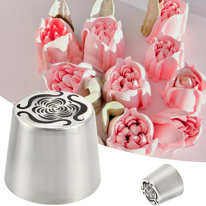 Extra Large Russian Piping Tip - Stainless Steel Floral Icing Nozzle for Cake Decorating Frosting Cream Flower DIY Cookies Cupcakes