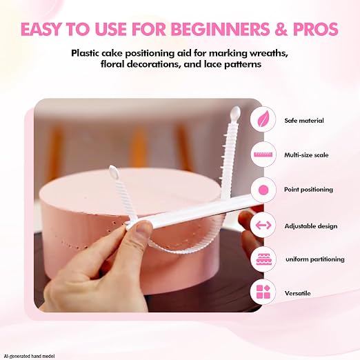 Cake Arch Guide Tool, Cake Arc Ruler and Ruffle Spacing Tool, Cake Swag Marker for Piping, Fondant Icing, Vintage Cake Decorating, 14 Settings for 6 to 10 Inch Cakes