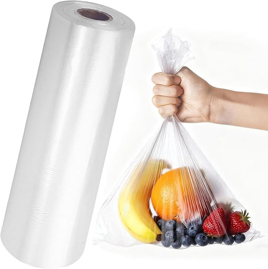 Food Storage Bags，10" X 14" Clear Plastic Produce Bags Roll for Food, Bread, Vegetables, Fruits, Refrigerator Storage, Kitchen, 400 Bags/Roll(1 Roll)