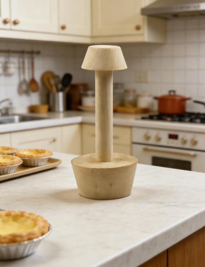 1 Pack Wooden Tart Tamper, Double Side Pastry Dough Tamper Egg Tart Pan Mold, DIY Cake Pusher for Kitchen Party Baking Tools
