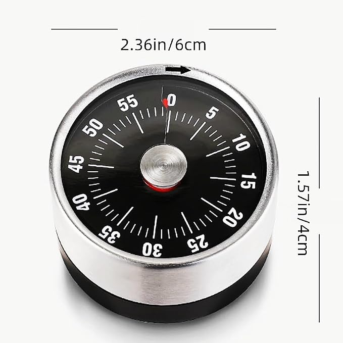 Kitchen Timer Magnetic Time Timer, Visual Countdown Kitchen Stainless Steel Mechanical Clock, Alarm Clock, Alarm Clock, Reminder (Stainless Steel)