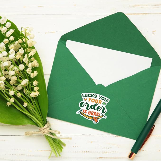 240 PCS St. Patrick's Day Business Packaging Stickers,Your Order is Here Lucky Sticker for Envelopes Shipping Boxes Product Packaging