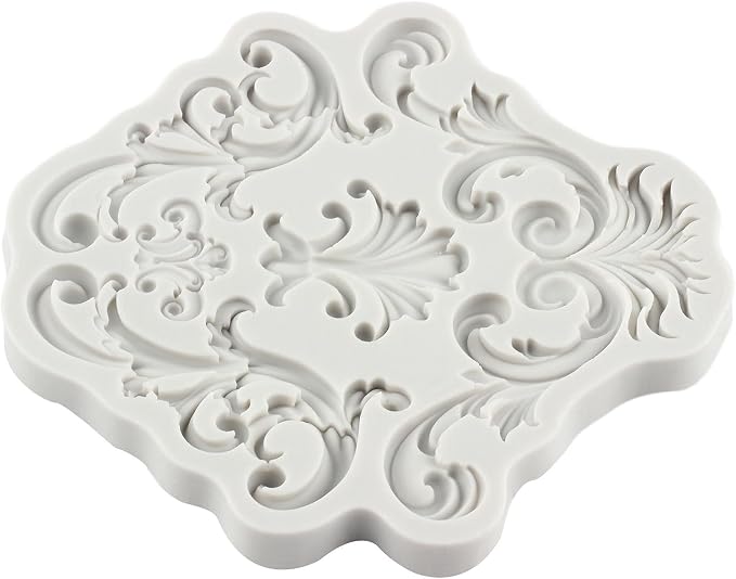 Baroque Fondant Silicone Molds Relief Flower Lace Chocolate Mold Scroll Lace Clay Mold Filigree Mold 3D Sculpted For Sugar Cake Decorating Cupcake Topper Gum Paste Candy Polymer Clay
