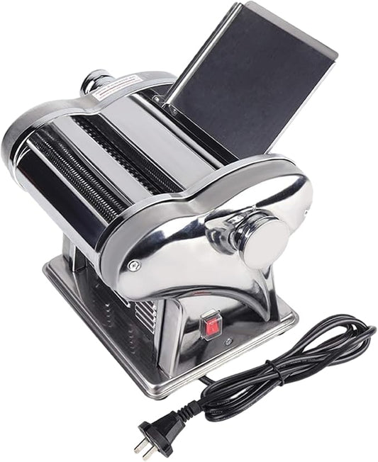 Electric Dough Roller Sheeter, 135w Stainless Steel Automatic Noodle Pasta Maker Machine 6 Thickness Knobs Spaghetti Roller Pressing Machine for Commercial and Homemade Use (110V)