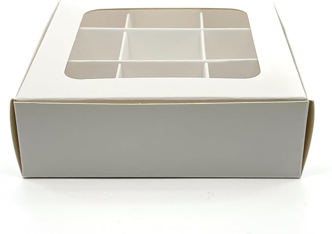 Treat Boxes - 20 ct 5 x 5 x 1.57 in Bakery Boxes with Windows and Dividers for Candy, Cookies, Cupcakes, or Bakery Desserts - Chocolate, Treats, and Baked Goods Packaging for Gifting