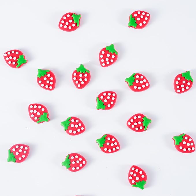 Strawberry Icing Decoration 24 Count Edible Royal Icing Decorations Spring Sprinkles DIY Candy Dessert for Baking Cookie Cake Cupcake Topper Easter Birthday Party Decoration Supplies