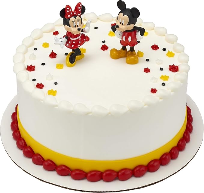 DecoSet® Disney Mickey Mouse and Minnie Mouse Cake Topper, 2-Piece Topper Set, Durable Food-Safe Plastic