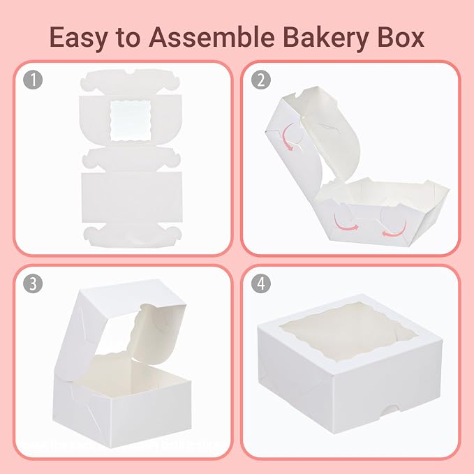 40 Pack White Bakery Boxes 4x4x2 Inches Cookies Boxes Mini Bundt Cake Boxes Pie Boxes Cinnamon Roll Treat Boxes Chocolate Truffle Boxes Party Wedding Favor