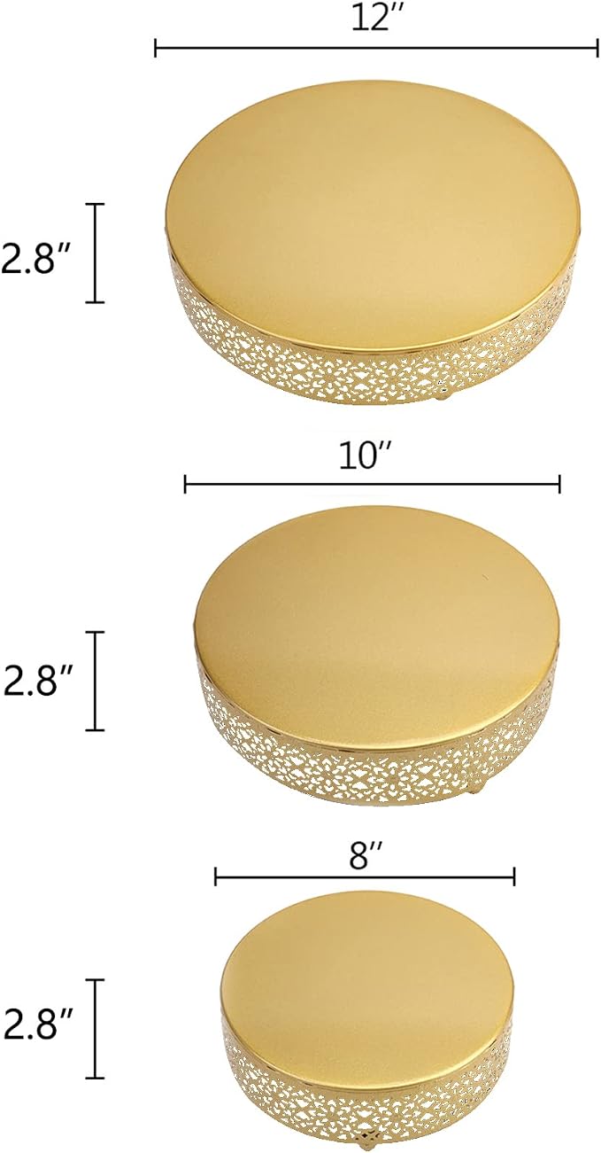 Hedume 3-Piece Cake Stand Set, Round Metal Cake Stands, Dessert Cupcake Pastry Candy Display Plate for Wedding, Event, Birthday Party