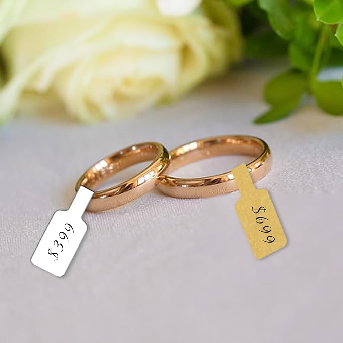 White Jewelry Price Labels,Any Pen Will not be Smeared,No Glue in the Middle Folding Part,Suitable for Jewelry handicrafts,etc. (600 PCS,1 Bag)