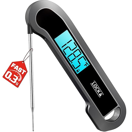 0.3 Sec Instant Read Meat Thermometer Digital for Cooking, ±0.5℉ Precision, Food Thermometer for Grilling, Air Fryer, Smoker, Candy, BBQ Essentials, Gift for Dad Him Men Birthday, Grey