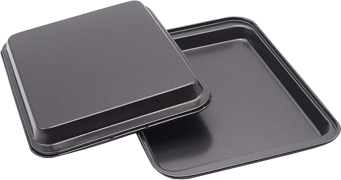 Small Baking Sheet Nonstick 9.45 X 7.09 Inch (Inner 7.5x6), 8 Inch Mini Cookie Tray Toaster Conventional Oven Pan No Warp No Rust Magnetic Bakeware for 1 to 2 person 2 Pack | Inner 7.5 X 6", Carbon Steel Mini Pan, 1- 2 Persons Use, Reheat Food, No Warp...