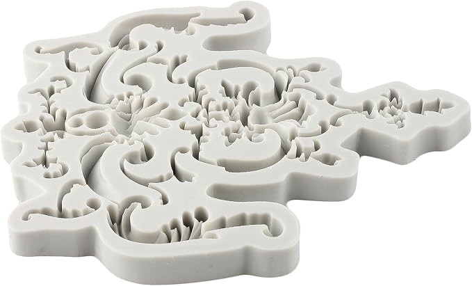 Baroque Fondant Molds Curlicues Scroll Lace Border Silicone Mold Filigree Mold 3D Sculpted Flower For Sugar Cake Decorating Cupcake Topper Chocolate Gum Paste Candy Polymer Clay