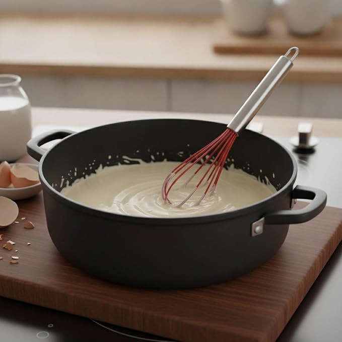 Silicone Coated Whisk, Stainless Steel Wire Mixer for Non-Stick Cookware, Heat Tolerant Tool for Baking and Sauces (1 PC)