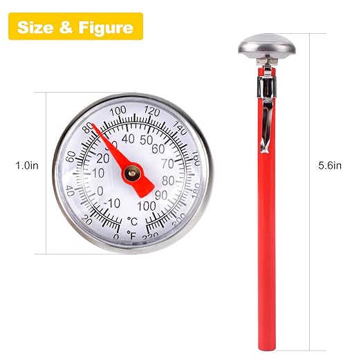 2 PCS Meat Thermometer for Grilling, Food Thermometer for Cooking, Milk, Meat Thermometers for Grilling Cooking, Kitchen Instant Read Thermometer, Pocket Thermometers Food Temperature Probe