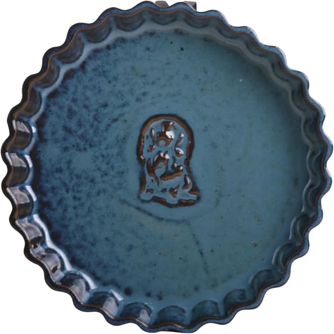 Willow Ceramics Tart Dish, 8 inch Diameter, Longhair Dachshund Tart Dish Design, Fluted Quiche/Pie Pan, 20oz Volume, Handmade (Peacock)