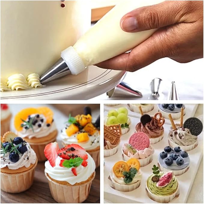 Piping Bags Disposable 16 Inch - AMBESTAR 100 Pack Tipless Pastry Bags, Extra Thick Pastry Icing Piping Bags for Cake & Cookie, Non-Slip Anti-Burst Cake Frosting Decorating Bags