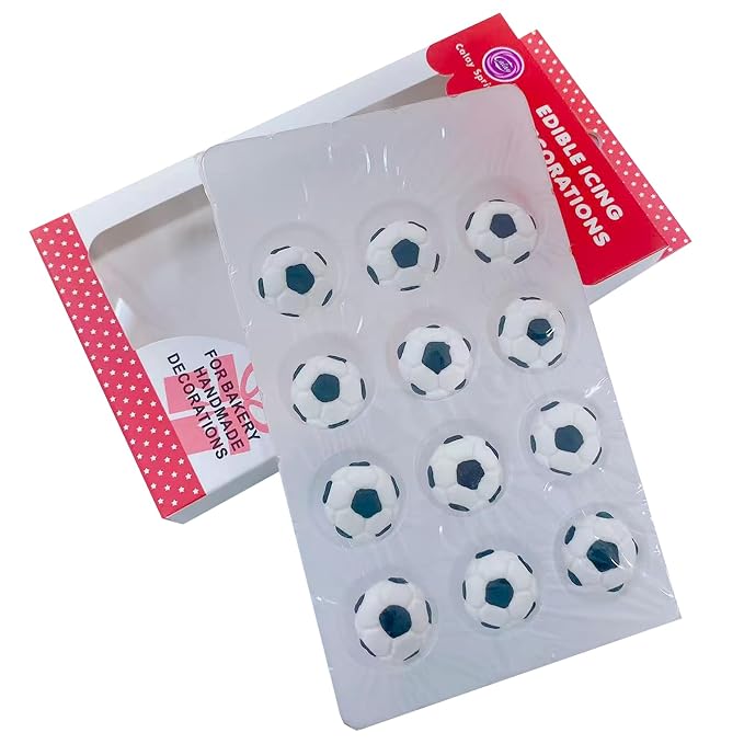 Sentovac 12 Pcs Soccer Icing Cake Decoration Edible Sprinkles DIY Candy Dessert For Cookie Cake Cupcake Topper Icing Frosting Party Decoration Supplies