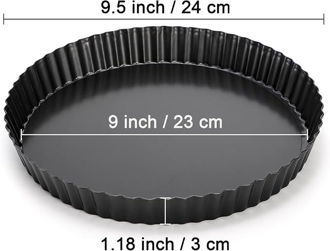 Tosnail 2 Pack 9 Inch Non-Stick Quiche Pan, Fruit Tart Pie Pan with Removable Loose Bottom
