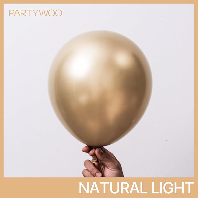 PartyWoo Metallic Gold Balloons 100pcs 12 Inch Chrome Gold Latex Helium Balloons for Wedding Christmas Birthday Graduation Baby Shower Retirement Bachelorette Tea Party Decorations Gold-G127