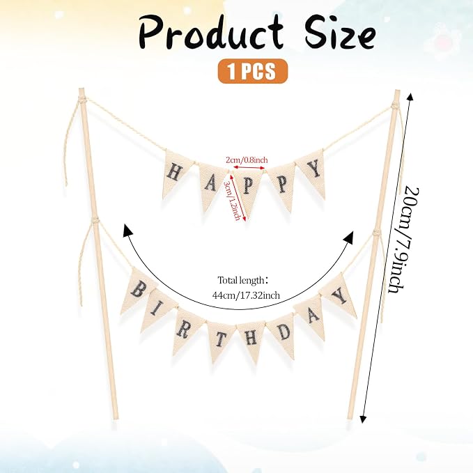 Personalized Birthday Banner & Cake Topper Set - Happy Birthday Sign & Garland for Party Supplies