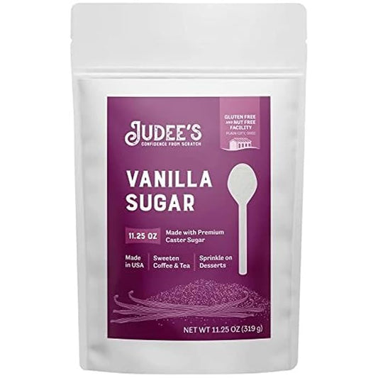 Judee's Vanilla Sugar 11.25 oz - Made with Premium Caster Sugar - Sprinkle on Desserts and Sweeten Tea or Coffee - Made in USA - Gluten-Free and Nut-Free